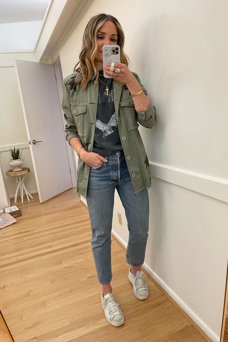 Spring ootd! Pistola utility jacket, Anine Bing graphic tee, Agolde jeans, p448 sneakers 

Casual outfit, travel outfit, travel jacket, weekend outfit, vacation outfit, Mother’s Day gift 

#LTKtravel #LTKunder100 #LTKstyletip