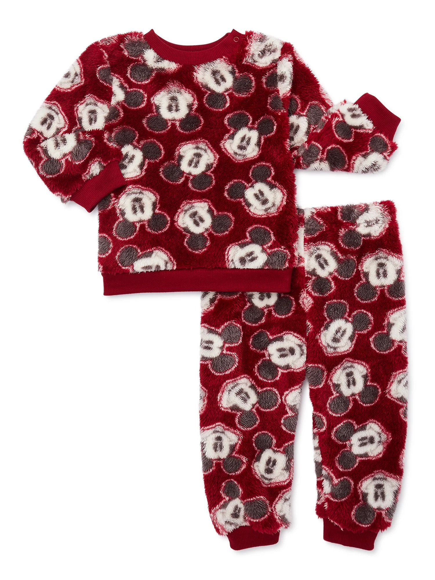 Disney Mickey Mouse Baby Boys Long Sleeve Top and Pants Faux Sherpa Set, 2-Piece, Sizes 0/3-24 Mo... | Walmart (US)