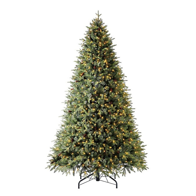 9-ft Hayden Pine Pre-Lit Traditional Artificial Christmas Tree with 1200 Constant Warm White LED ... | Lowe's