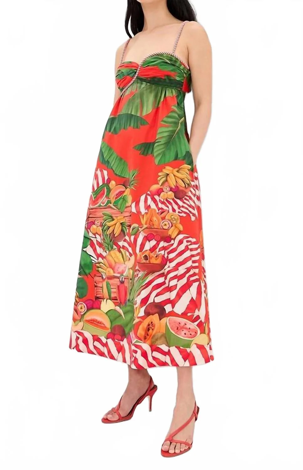 Print Bow Maxi Dress In Fruit Trolley Red | Shop Simon