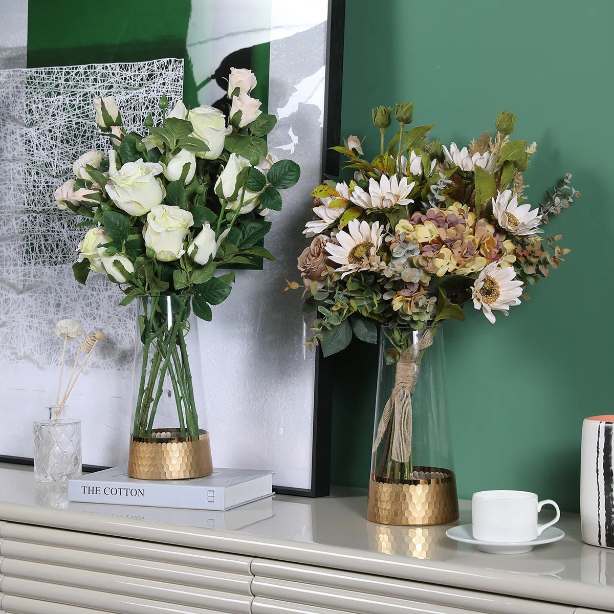 Crichlow Clear & Gold Glass Table Vase (Set of 2) | Wayfair North America