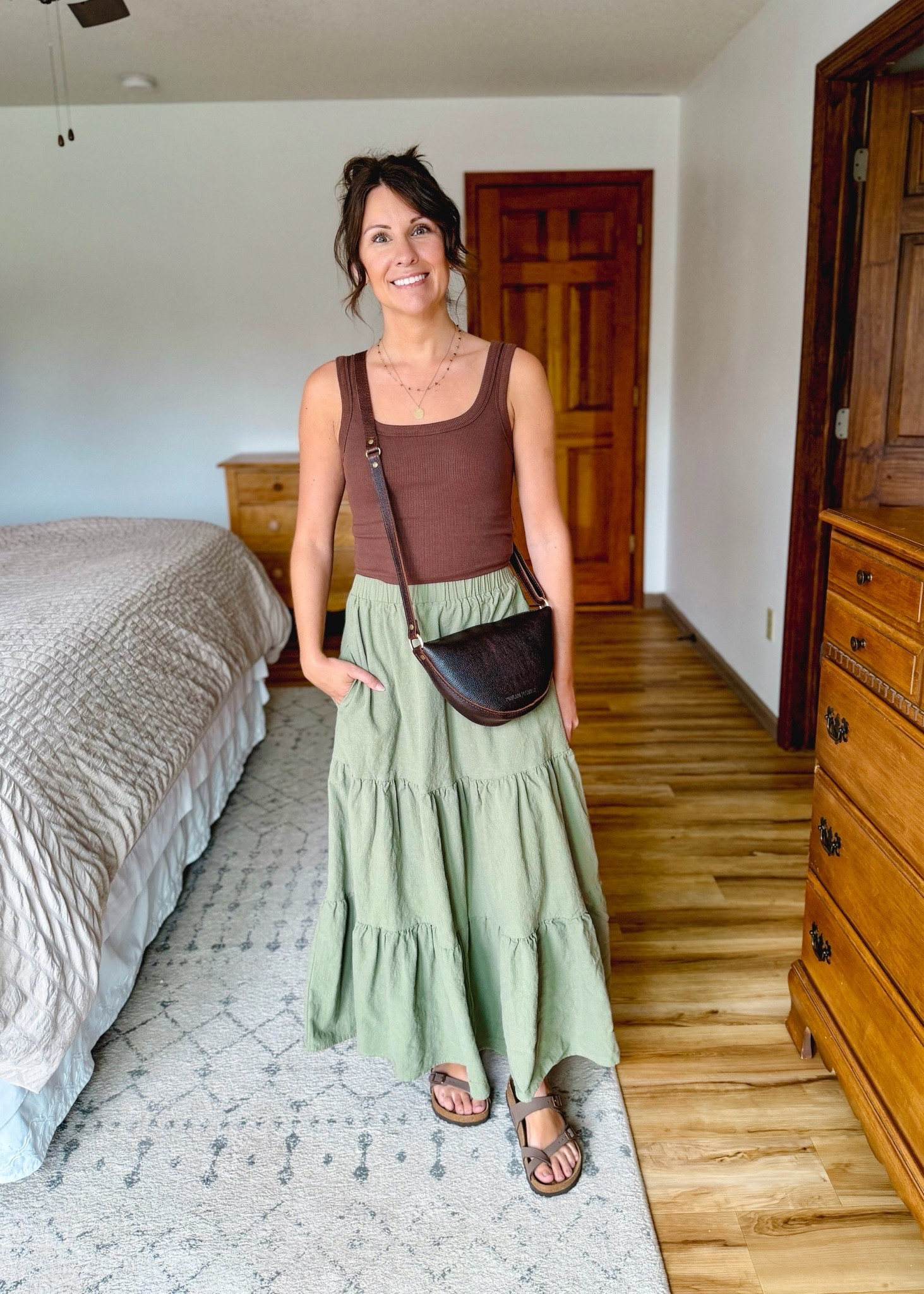 xs in my tank and small in my skirt. 36 in my green maxi skirt. My bag is the small.

#LTKPetite #LTKgrwm #LTKSaleAlert