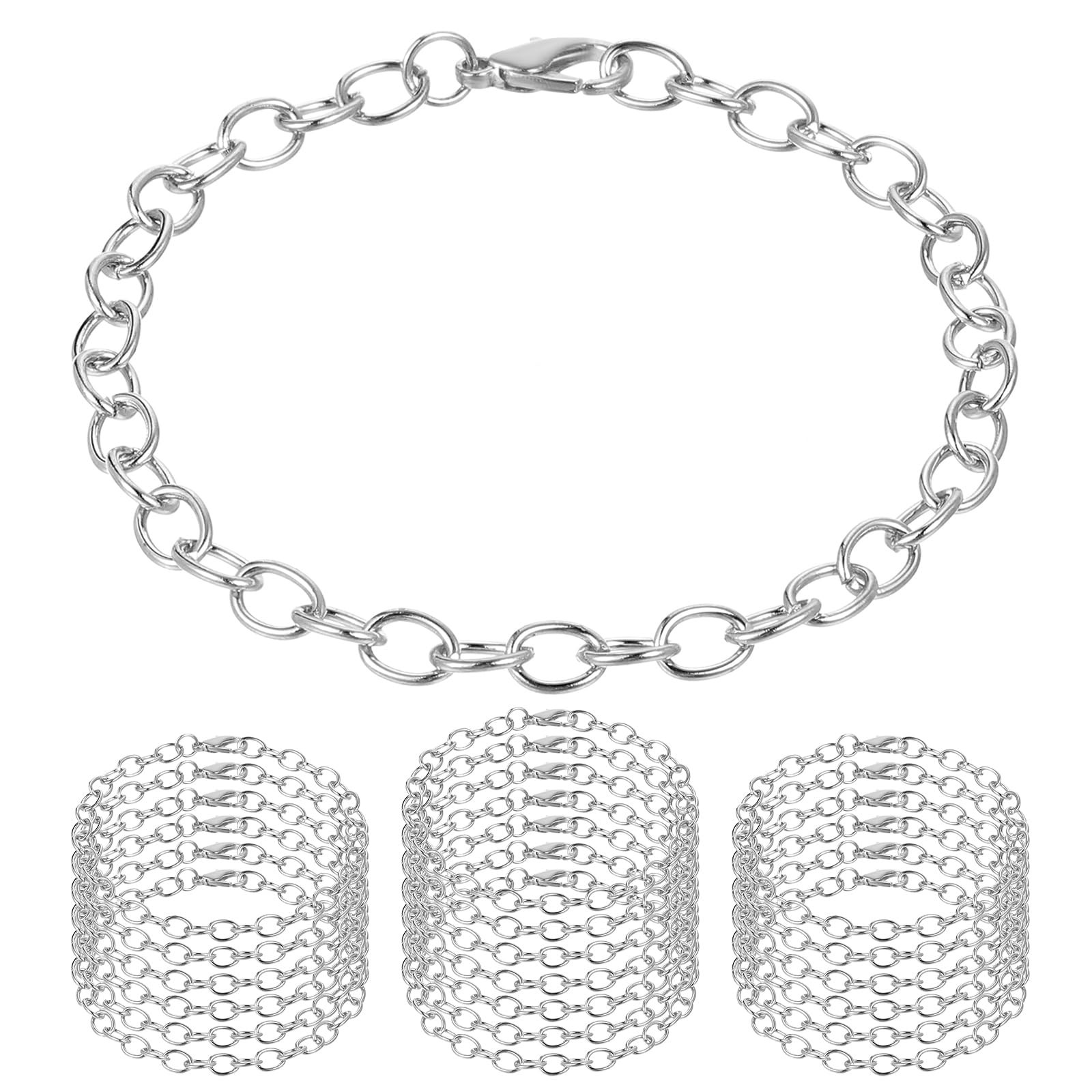 20 Pcs Charm Bracelet Chain Chain Bracelet Fit Clip on Charm Link Chain Bracelets for Men Women C... | Amazon (US)