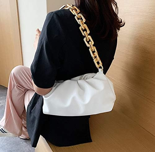 Women's Chain Pouch Bag | Cloud-Shaped Dumpling Clutch Purse | Ruched Chain Link Shoulder Handbag | Amazon (US)