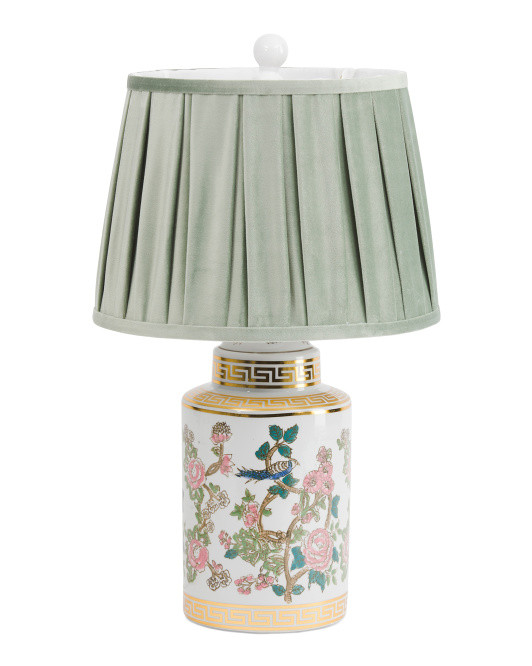 14.5x24 Floral Ceramic Lamp With Velvet Shade | TJ Maxx