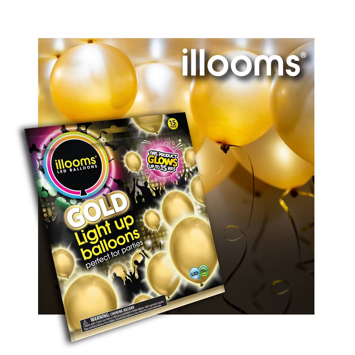 15ct Gold LED Light Up Balloons - illooms | Target