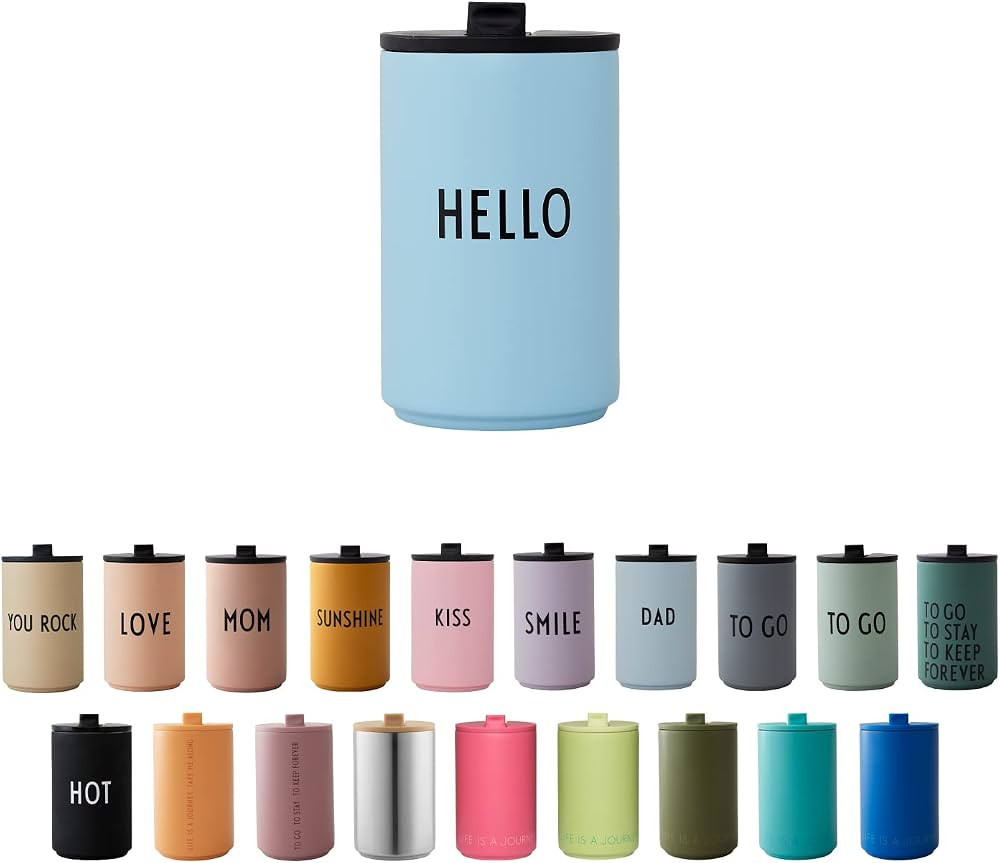 Design Letters Thermobecher HELLO | Kaffeebecher To Go aus Edelstahl doppelwandig isoliert, ausla... | Amazon (DE)
