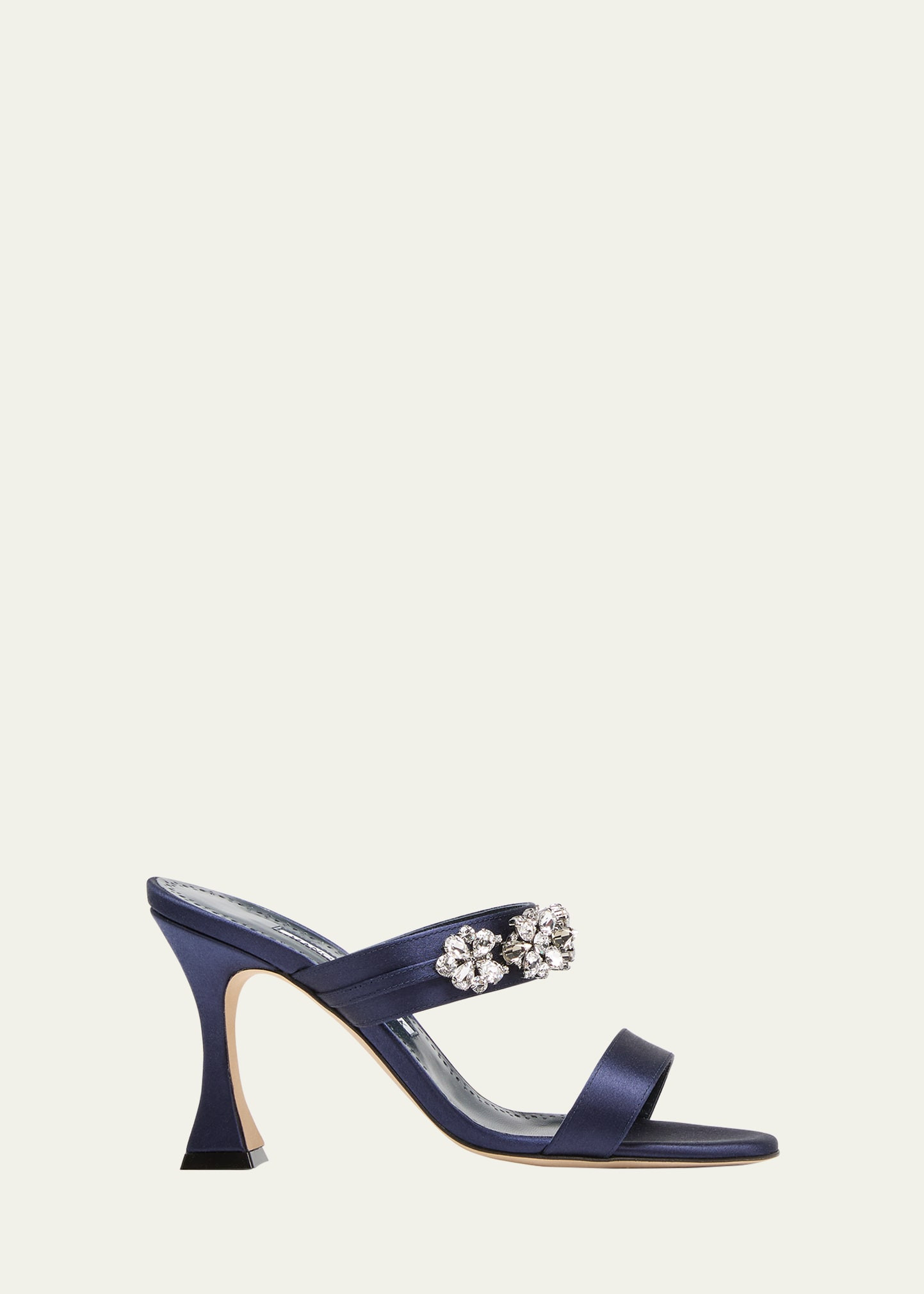Manolo Blahnik Persan Satin Crystal Dual-Band Sandals | Bergdorf Goodman