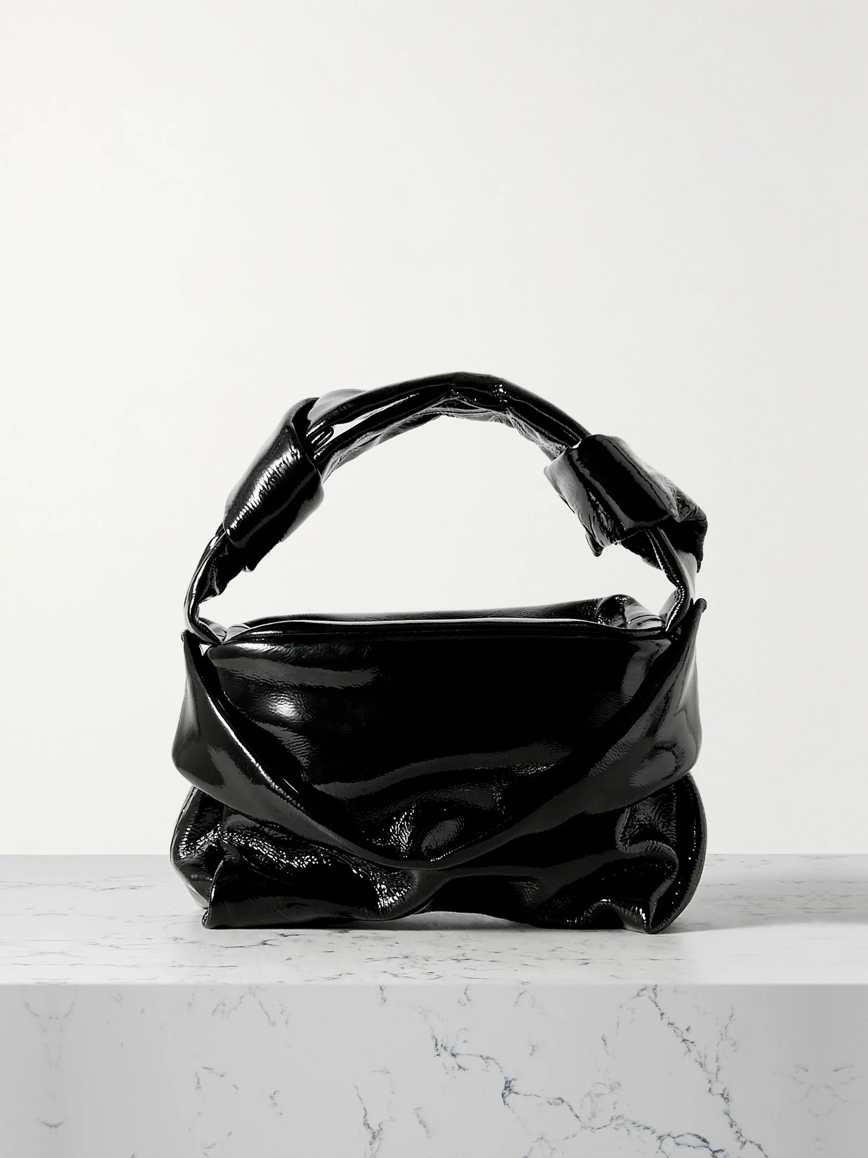 STAUD - Kiss Gathered Patent-leather Shoulder Bag - Black | NET-A-PORTER (US)