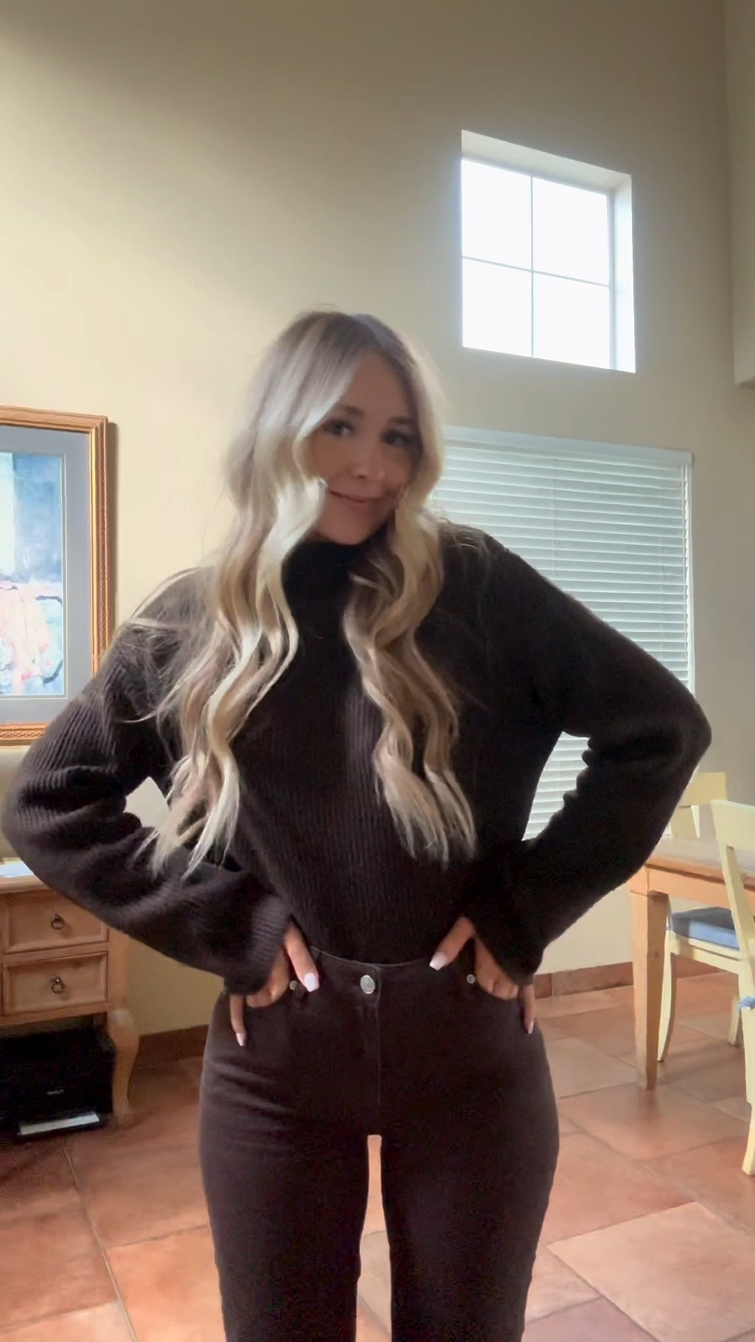monochromatic office look 🤎 

ootd | office outfit | office style | chocolate brown | quince bells straight jeans | chocolate brown turtle neck | margaux ny demi flats | chanel ballet flat dupe | color block ballet flat | monochrome look | casual office look | fall style | fall fashion | morgan stewart outfit inspo 

#LTKootd