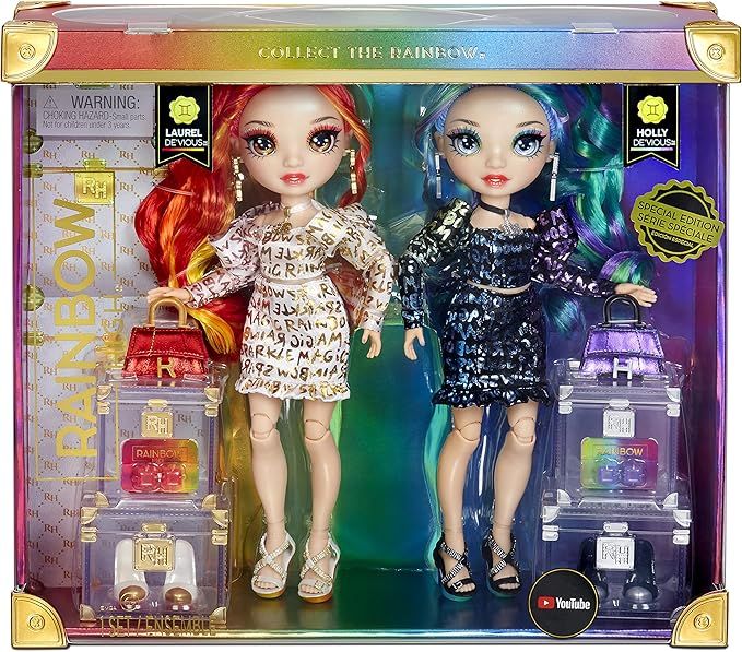 Rainbow High Special Edition Twin (2-Pack) Laurel & Holly De'Vious Fashion Dolls, Multicolor Desi... | Amazon (US)