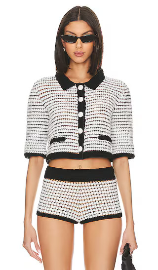 X Revolve Crochet Cropped Cardigan in Black & White | Revolve Clothing (Global)