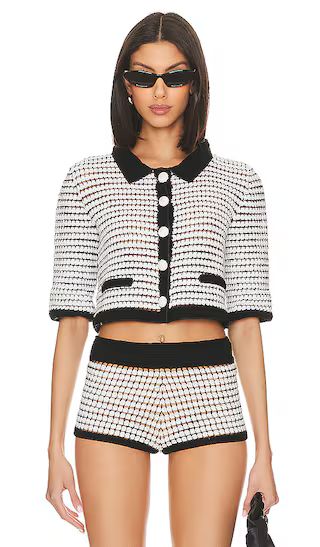 X Revolve Crochet Cropped Cardigan in Black & White | Revolve Clothing (Global)