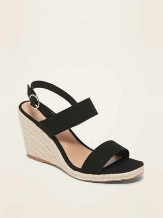 Faux-Suede Double-Strap Wedge Sandals for Women | Old Navy (US)