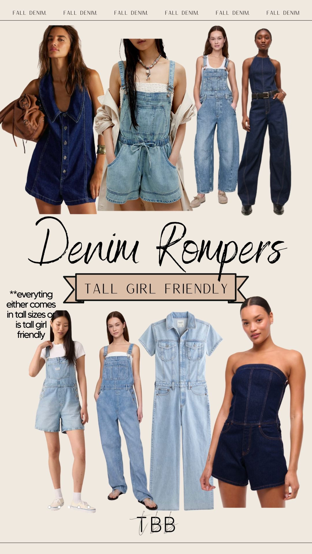 Denim rompers, jumpsuits and overalls for Fall that are tall girl friendly.  Wearing my usual small tall in Gap, Old Navy, and Abercrombie pieces.  Gap and Old Navy run slightly bigger so if you are in between sizes I suggest sizing down.  I sized up to medium in all Free People rompers for the extra length.  They do run more oversized do keep that in mind. Size medium in the Levis overalls. Run oversized 

 

#LTKSeasonal