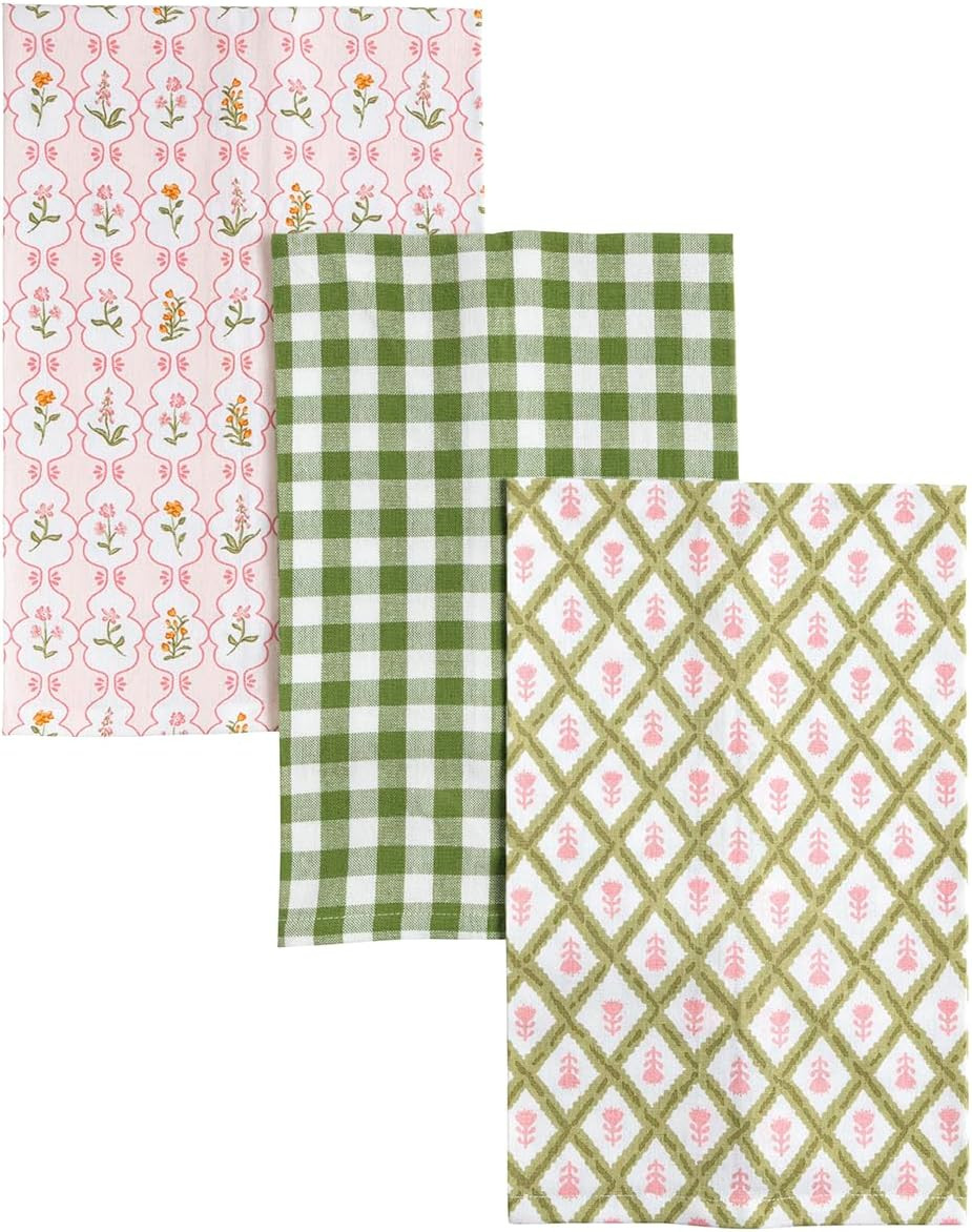Mud Pie Pink Greenhouse Towel Set | Amazon (US)
