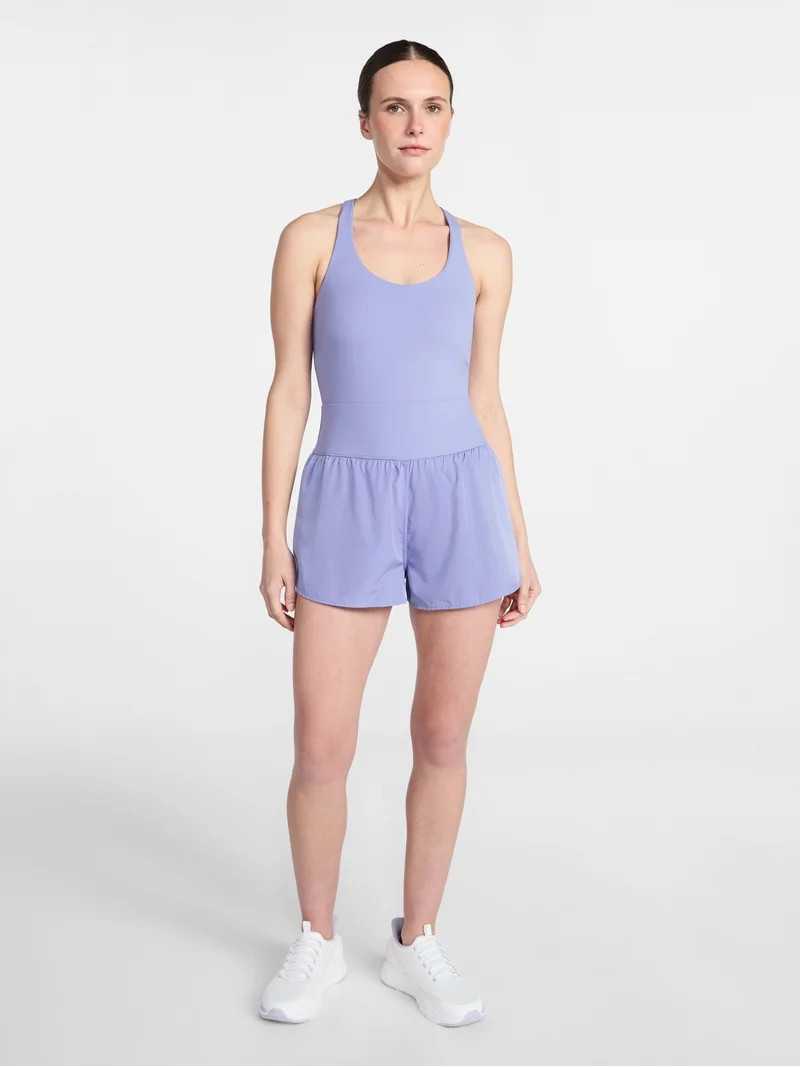Avia Women's Cross Back Active Buttersoft Romper, Sizes XS-4X | Walmart (US)
