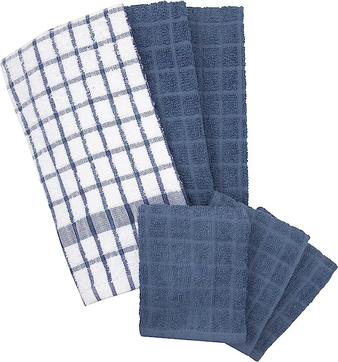 Ritz Terry Cotton Kitchen Towel and Dish Cloth, Federal Blue 6 Towel Set | Amazon (US)