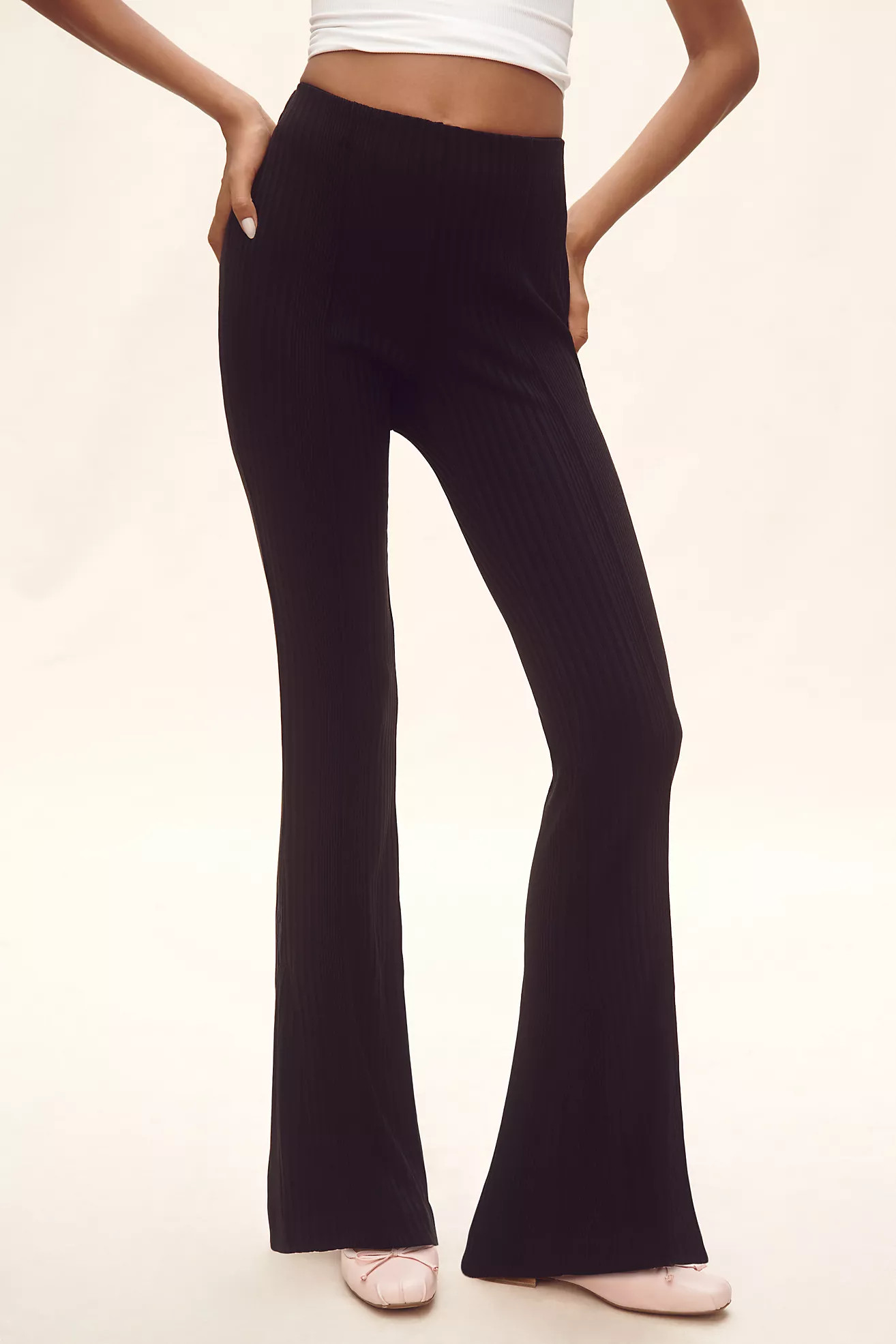 Maeve Ribbed Flare Leggings | Anthropologie (US)