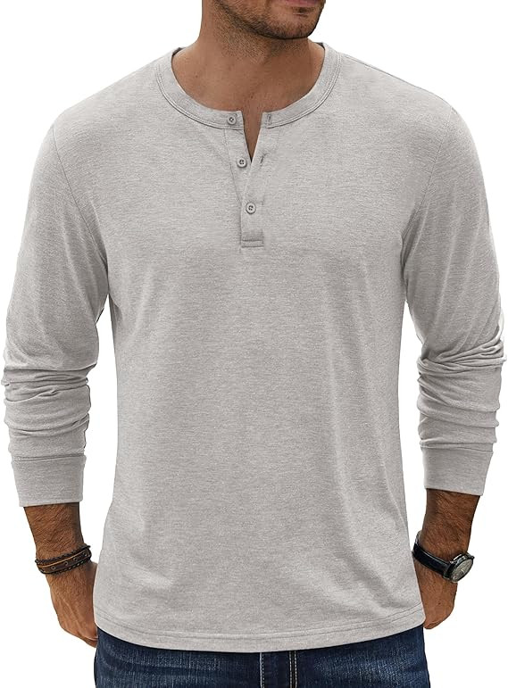 COOFANDY Men's Henley T-Shirt Long Sleeve Casual Lightweight Pullover Shirts Soft Stretch Basic T... | Amazon (US)