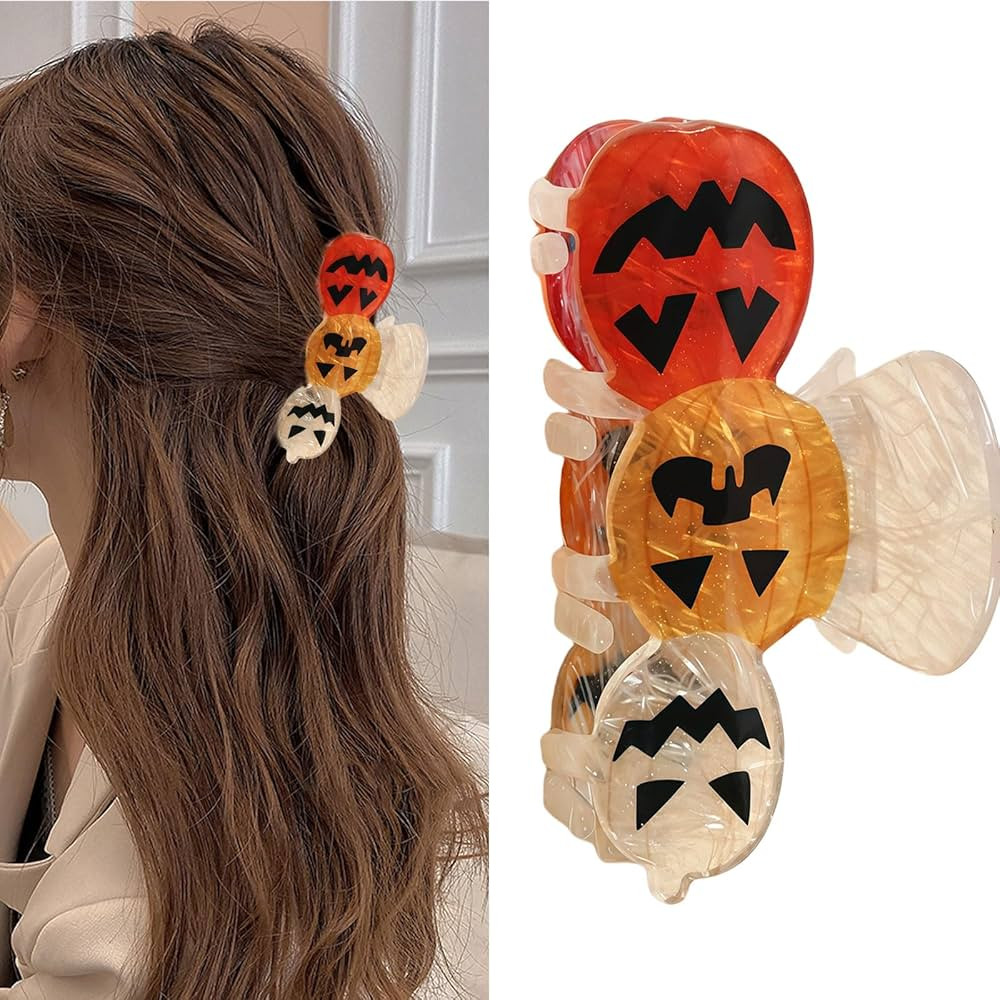 Pumpkin Hair Clip for Women,Halloween Hair Claw Clips,Cute Pumpkin Barrette Jaw Clamp Girl Hair A... | Amazon (US)