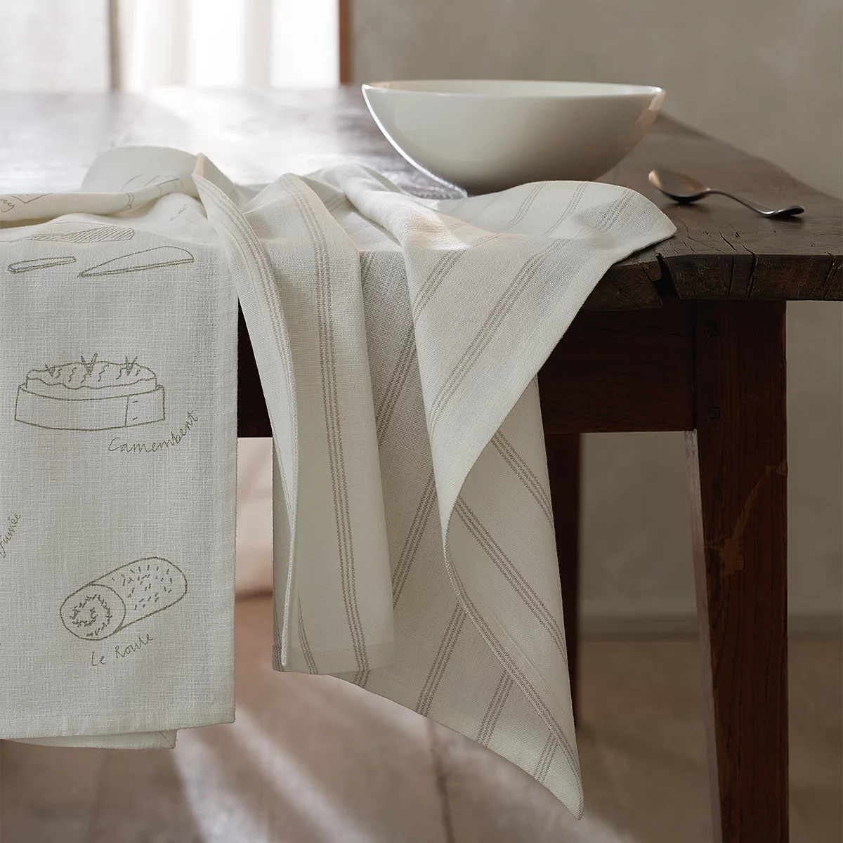 Cheese and Stripe Tea Towels – Set of 2 | The White Company UK & ROW