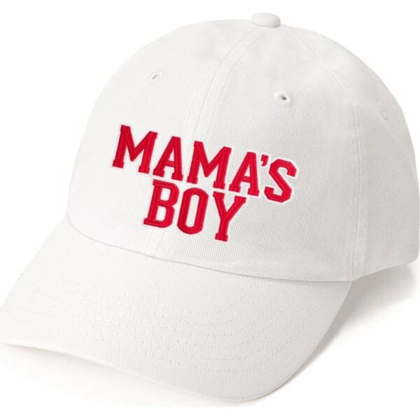 Mama's Boy Varsity Patch Valentine's Day Baseball Hat, White | Maisonette