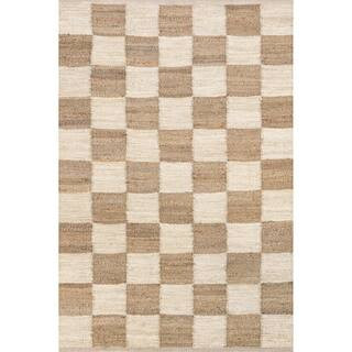 nuLOOM Christana Traditional Checkered Jute Ivory 4 ft. x 6 ft. Area Rug TATN04A-406 - The Home D... | The Home Depot