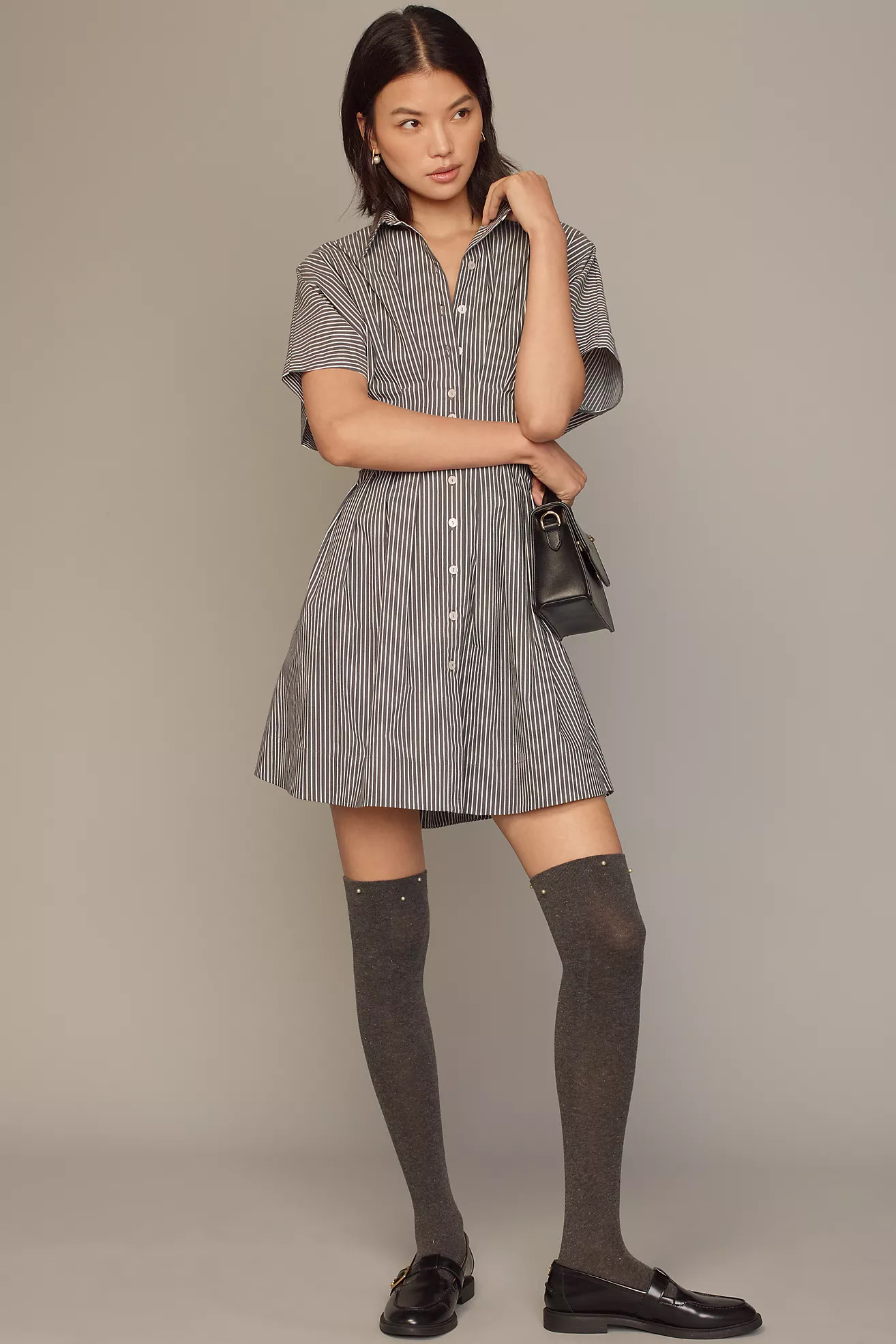 The Tobie Button-Front Pleated Shirt Dress by Exquise: Mini Edition | Anthropologie (US)