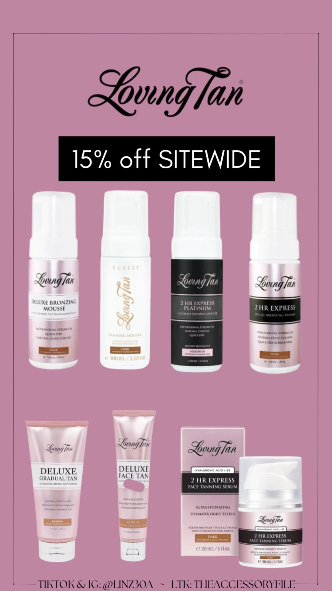 Tap any item below, click COPY CODE, then click SHOP NOW, then add anything to your cart, and PASTE the code at checkout! 

Self tanner, tanning cream, tanning mousse, face tanner, facial tanner,
Loving Tan

#LTKSpringSale #LTKSaleAlert #LTKBeauty