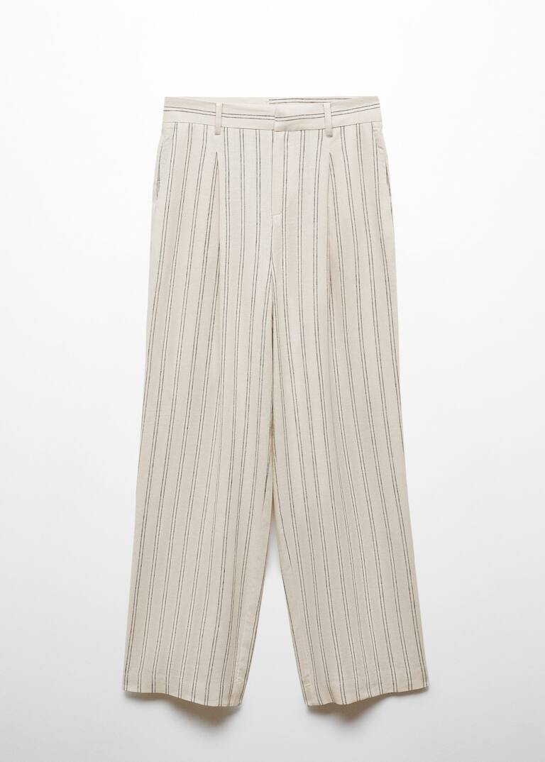 Striped linen-blend pants -  Women | Mango USA | MANGO (US)