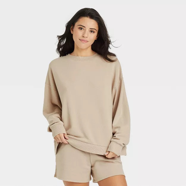 Women's French Terry Oversized Pullover Lounge Sweatshirt - Colsie™ | Target