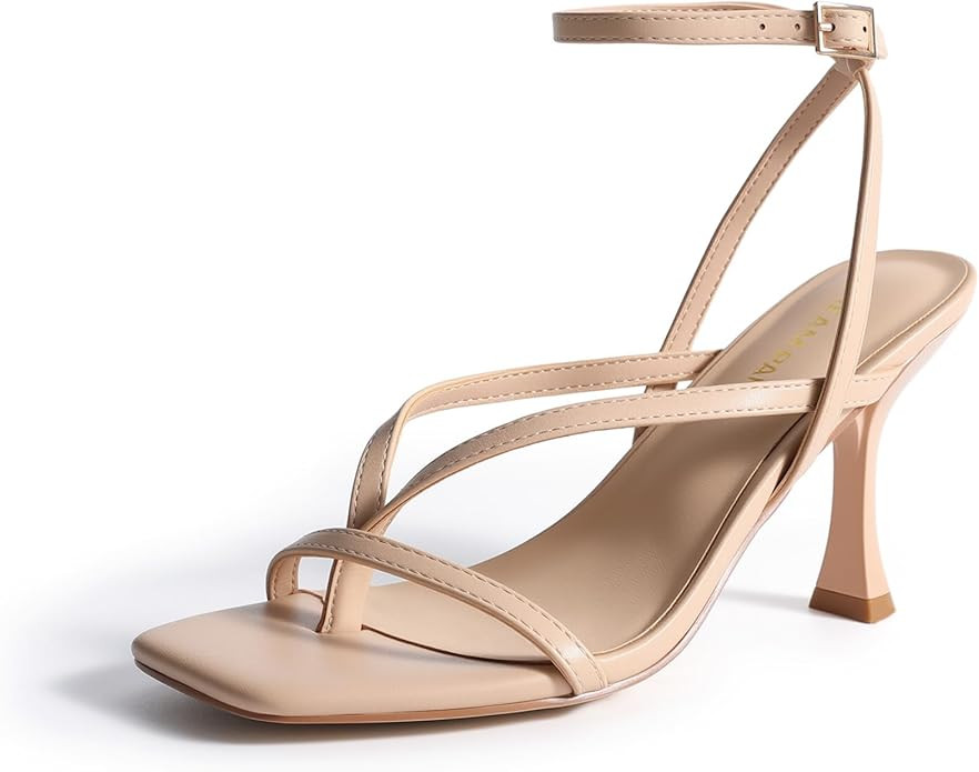 DREAM PAIRS Women's Low Kitten Heels Strappy Design with Lace Up Open Square Toe Thong Ankle Stra... | Amazon (US)