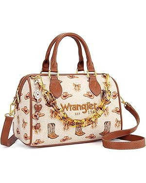 Wrangler Rodeo Icons Top Handle Handbag Western Satchel Barrel Bag with Chain Strap | Amazon (US)