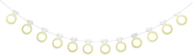 Bachelorette Party Banner - Glitter Gold and Silver Diamond Ring Banner, Engagement Party Decorat... | Amazon (US)