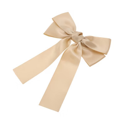 Unique Bargains Solid Bow Ribbon Duckbill Hair Clips Hairdo Clip Champagne 1 Pc | Target