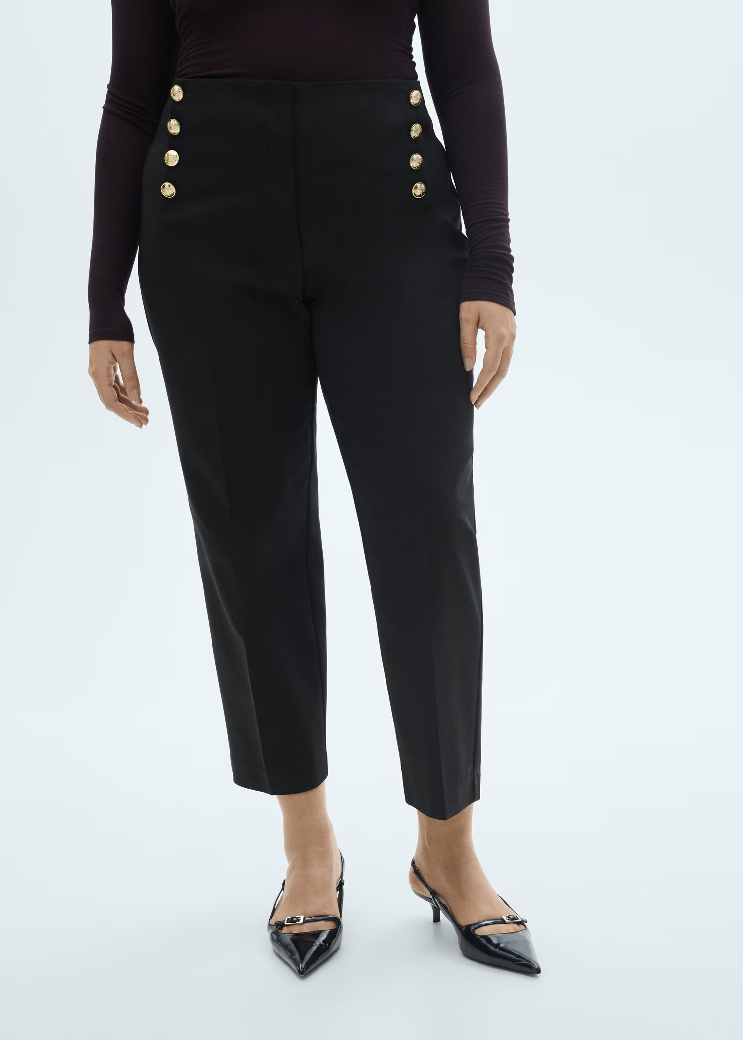 Straight trousers with jewel buttons - Women | MANGO USA | Mango (US/MX/AU)