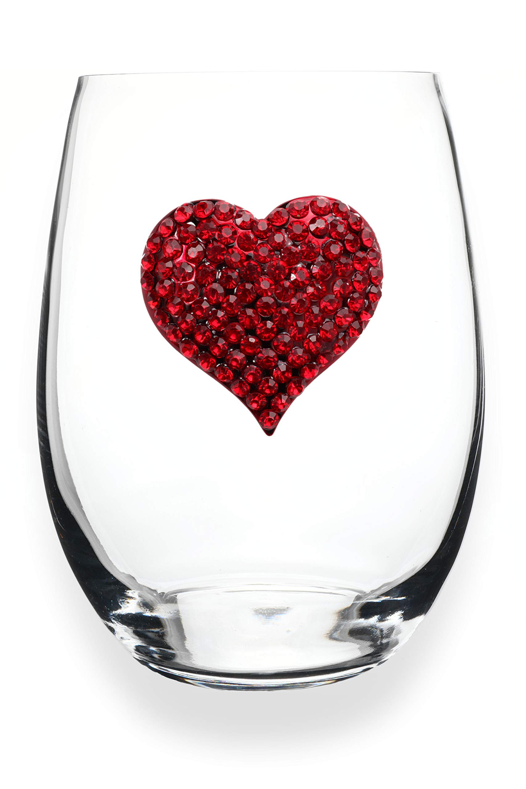 THE QUEENS' JEWELS Red Heart Jeweled Stemless Wine Glass, 21 oz. - Stunning and Dazzling Expressi... | Amazon (US)