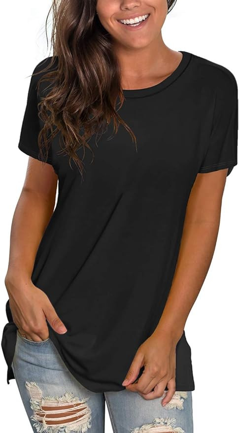 Saloogoe Womens Loose Fit Tshirts Short Sleeve Summer Tops Casual Workout Yoga Tunic T Shirts Top... | Amazon (US)