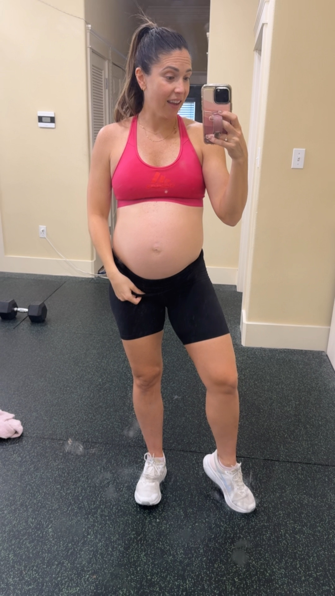 Fave inexpensive maternity shorts. ON SALE!
Wearing size small

#LTKBump #LTKSaleAlert #LTKFitness