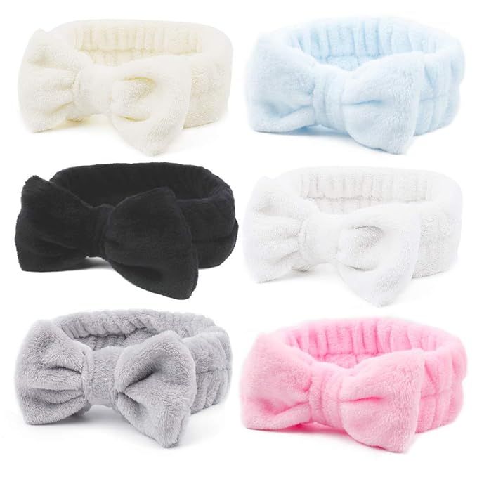 Spa Headband, Exacoo 6 PCS Bow Hair Band for Women Facial Makeup Head Band Knot Turban for Girls ... | Amazon (US)