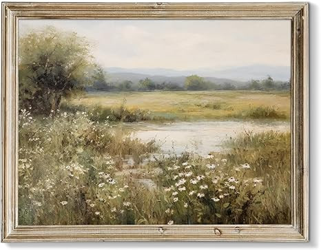 RETRART Vintage Farmhouse Canvas Wall Art - Wildflower Field Landscape Painting, Wall Art Spring ... | Amazon (US)
