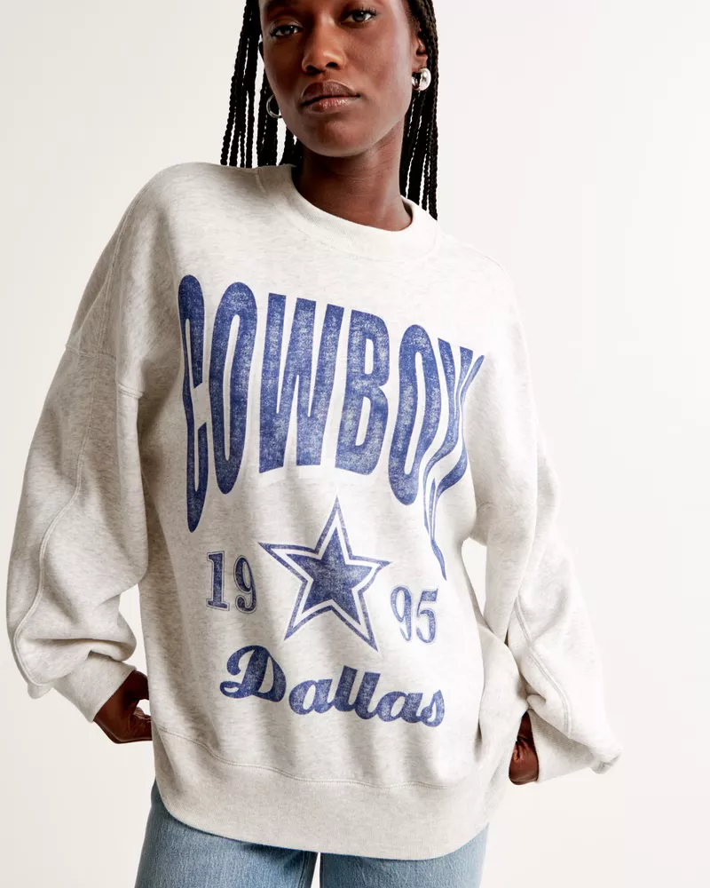 Dallas Cowboys Mono Logo Graphic Oversized Crew Sweatshirt - Womens