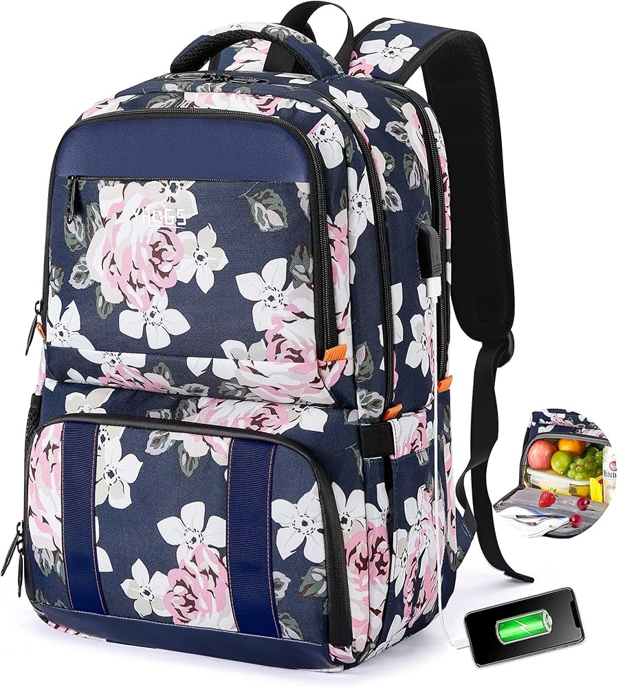Lunch Backpack, Insulated Cooler Backpack for Women Laptop Backpack with USB Port, 15.6 Inch Laptop  | Amazon (US)