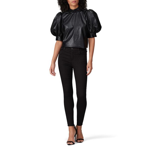 Hunter Bell Black Faux Leather Stella Top black | Rent the Runway