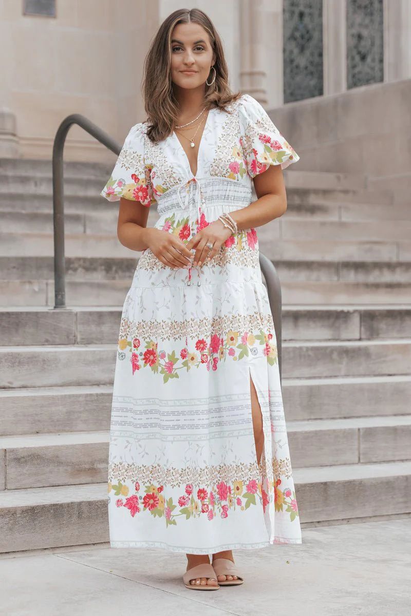 Multi Floral Print Slit Maxi Dress | Magnolia Boutique