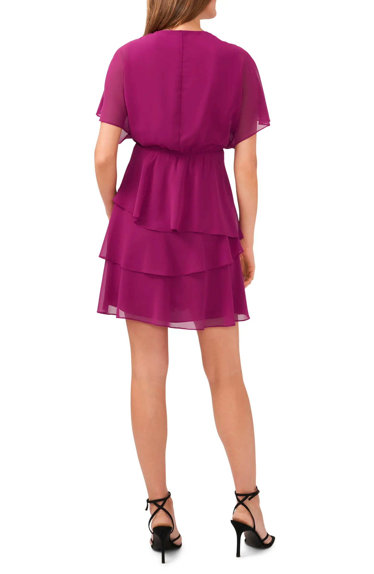 Halogen® Flutter Sleeve Tiered Ruffle Chiffon Dress | Nordstrom | Nordstrom
