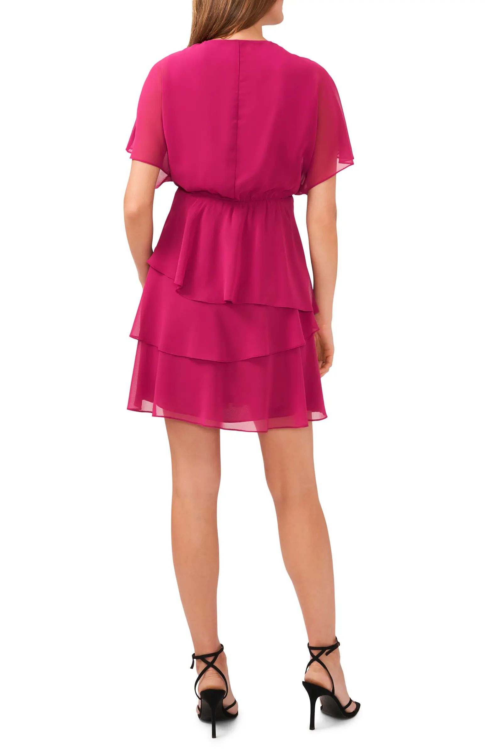 Halogen® Flutter Sleeve Tiered Ruffle Chiffon Dress | Nordstrom | Nordstrom