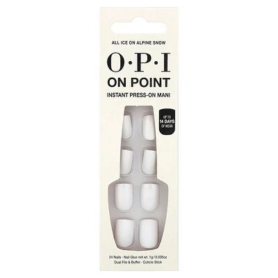 OPI, On Point, Instant Press-On Mani, Short Length, All Ice on Alpine Snow, 27 Piece Kit | iHerb