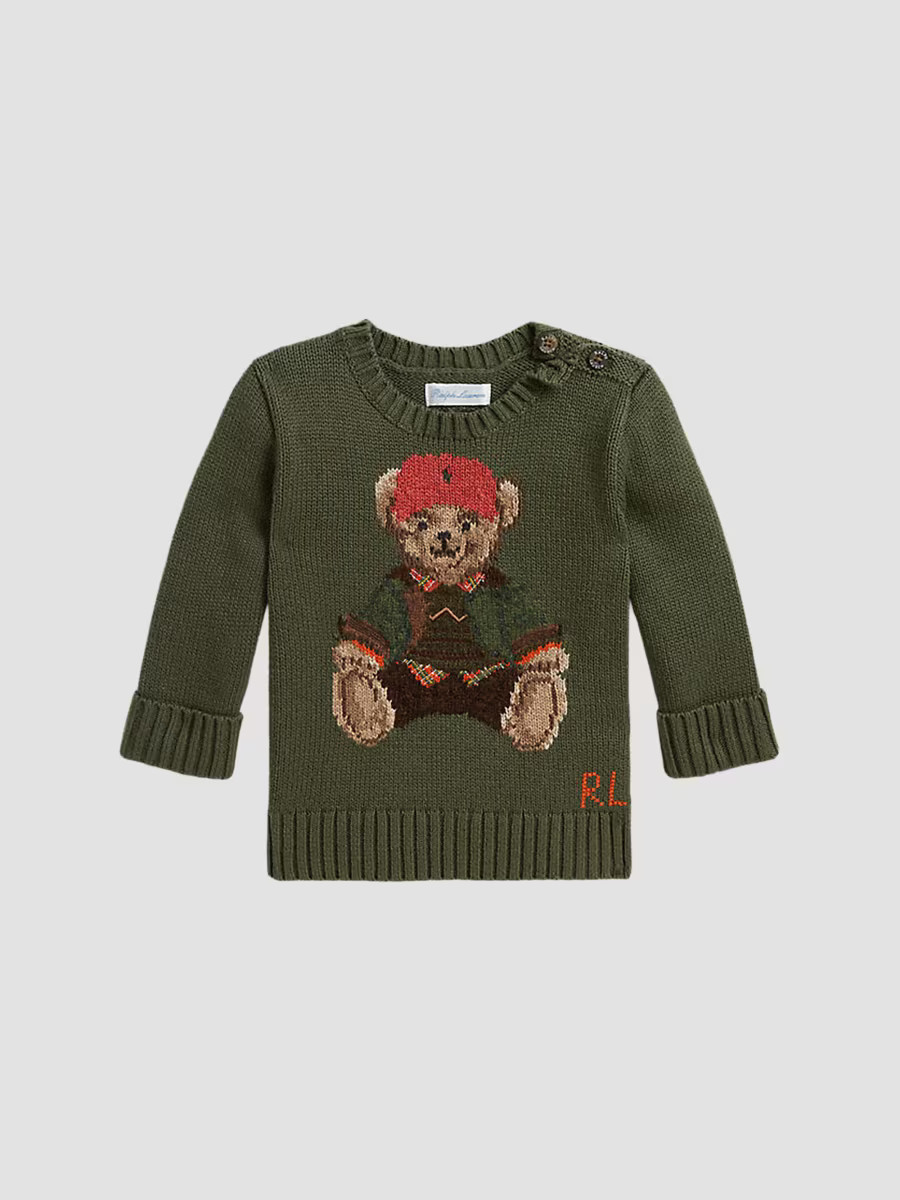 Polo Ralph Lauren Boy's Baby Boy's Polo Bear Sweater - Cruise Olive - Size 3 Months | Saks Fifth Avenue